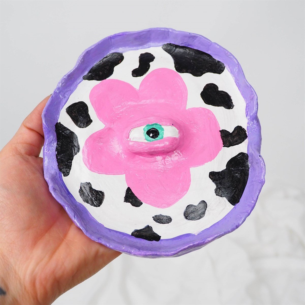 İnek Papatya Göz Takı Tabağı I Handmade