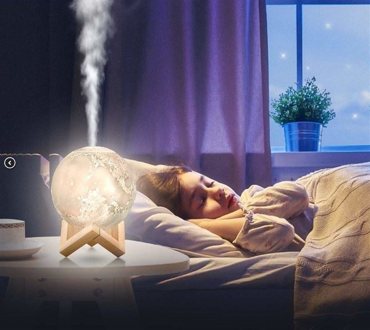 Işıklı Moon Hava Nemlendirici Gece Lambası