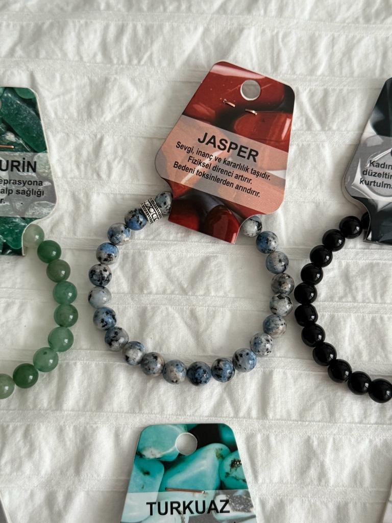 Jasper Mavi Doğal Taş Bileklik 8mm