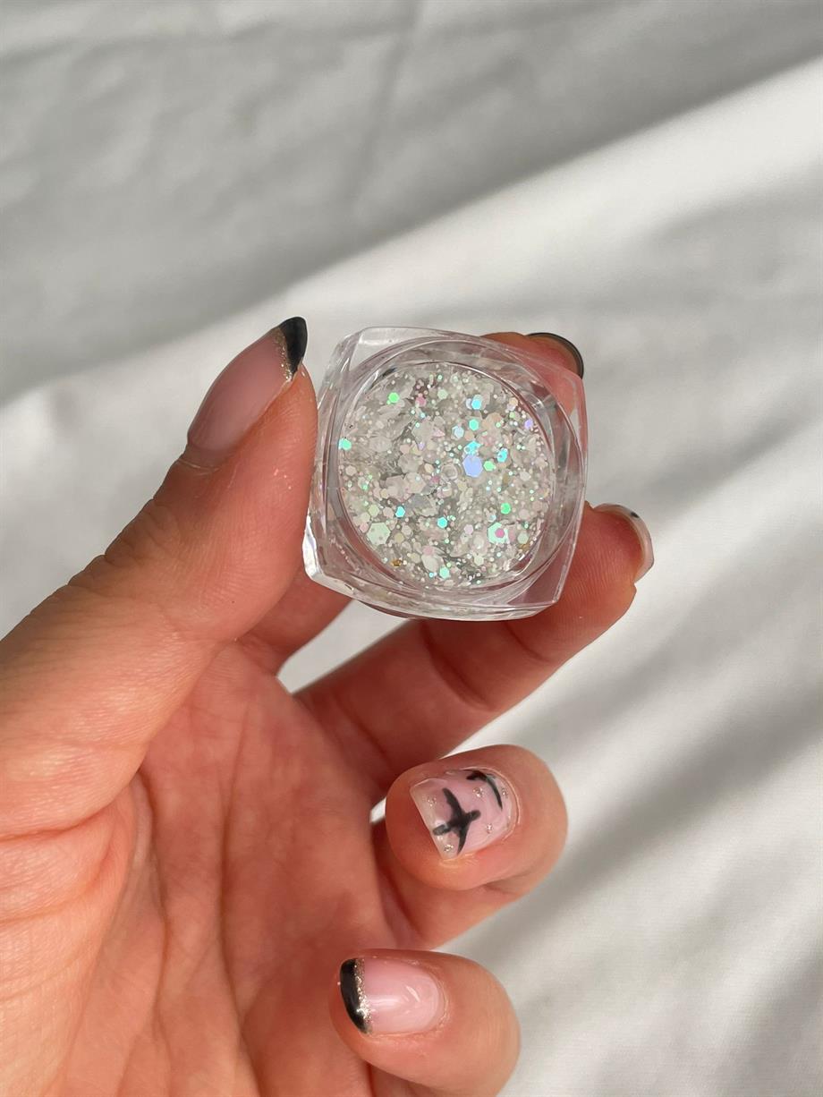 Jel Makyaj Glitter Beyaz Holografik