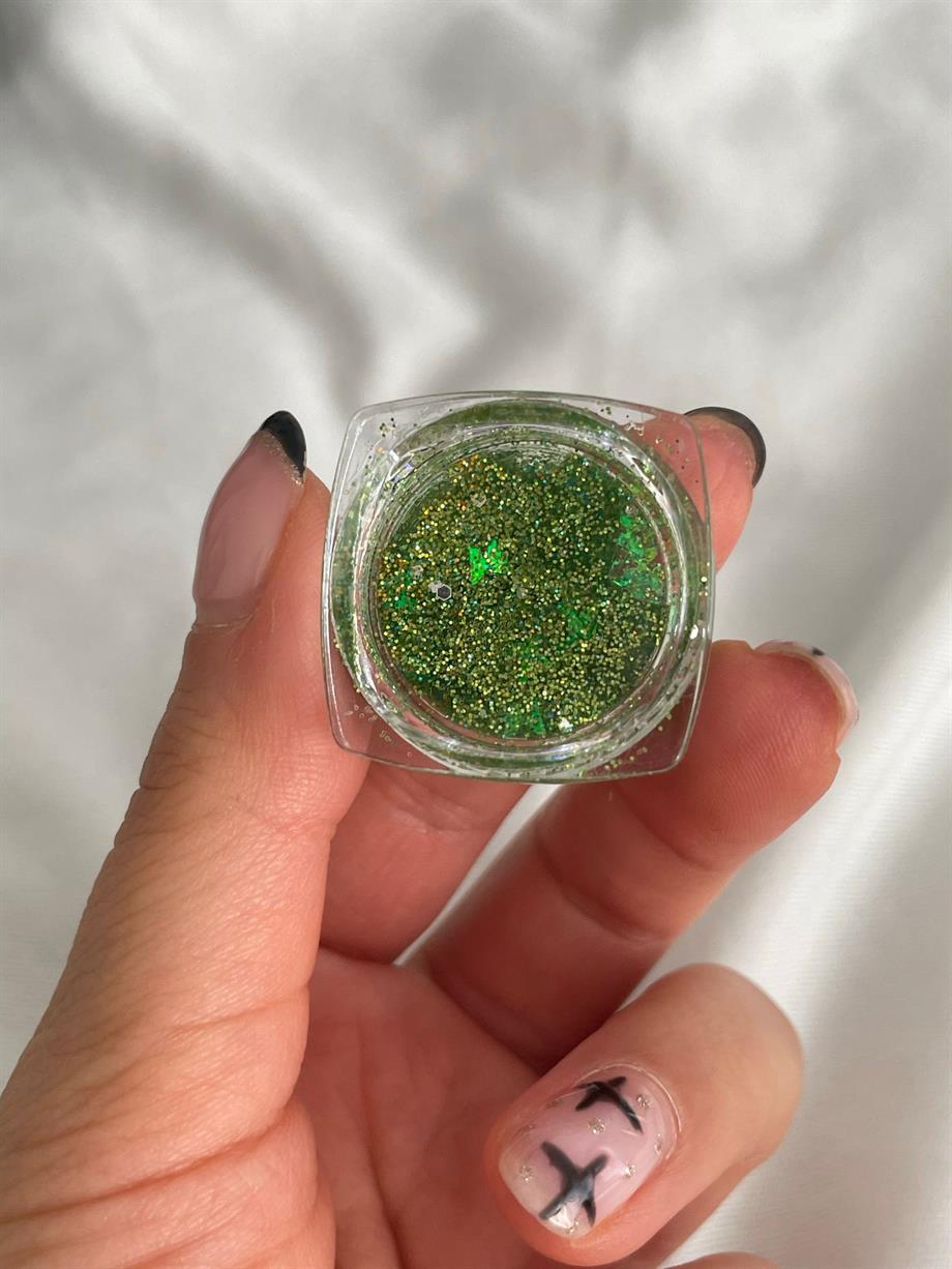 Jel Makyaj Glitter Yeşil