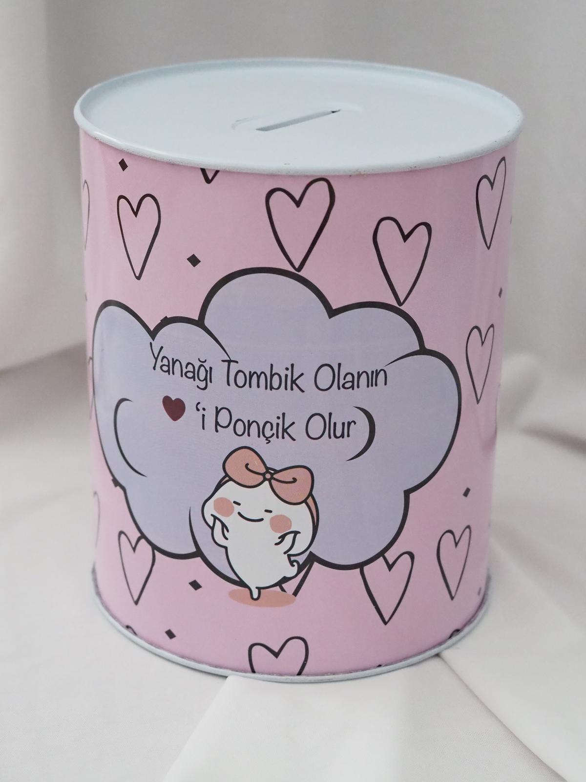 Kalbi Ponçik Büyük Boy Teneke Kumbara