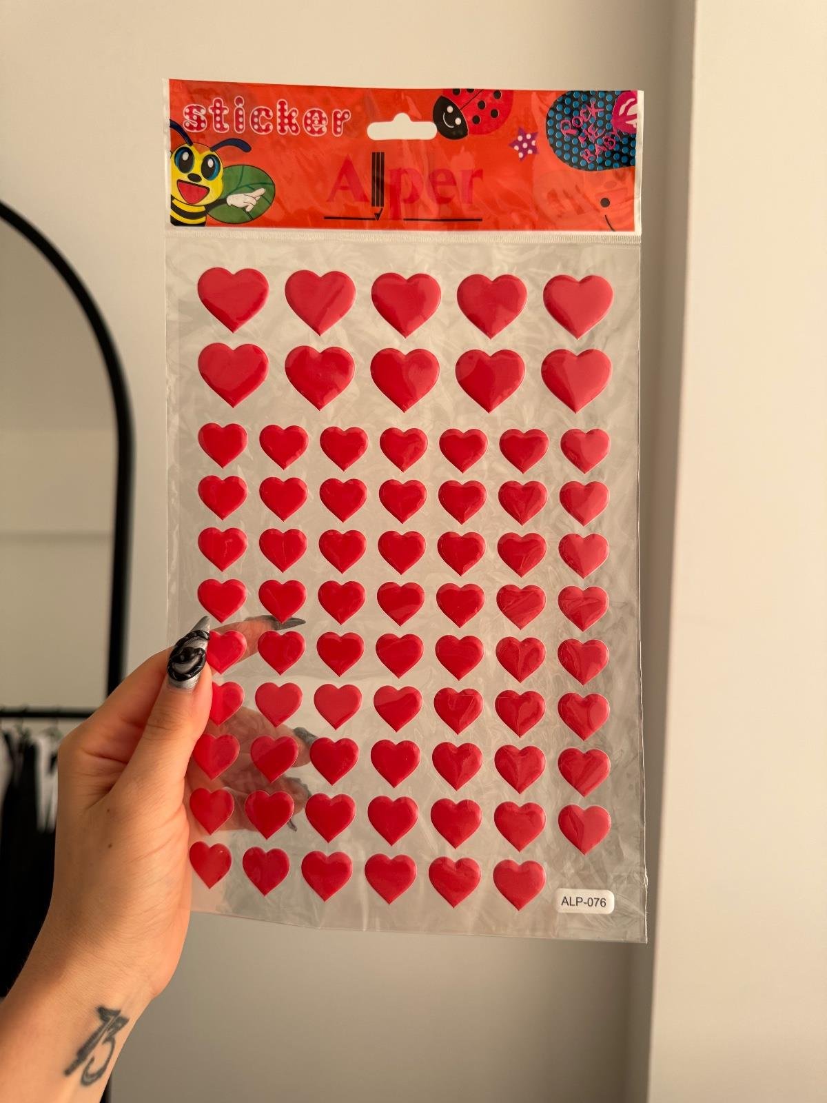 Kalp Kabartmalı Büyük Sticker Set