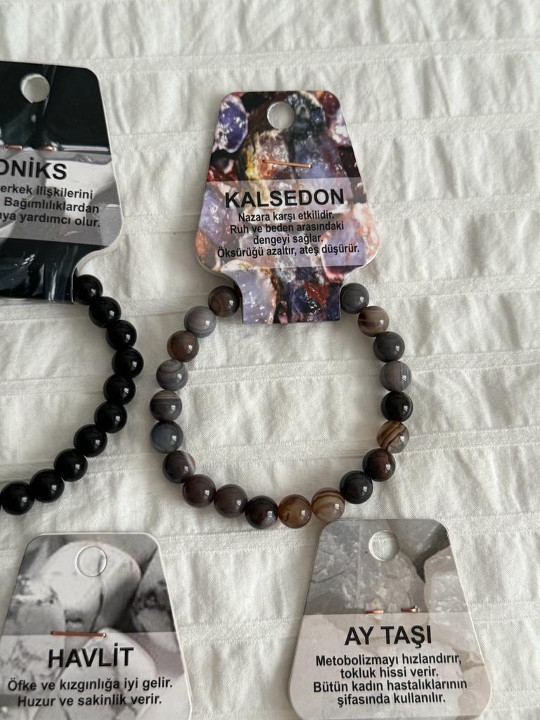 Kalsedon Doğal Taş Bileklik 8mm