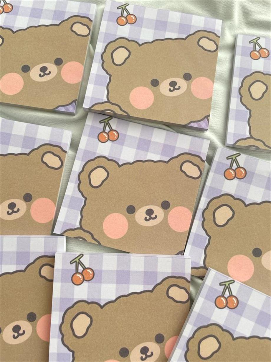 Kareli Ayıcık Memo Pad Kare Not Defteri