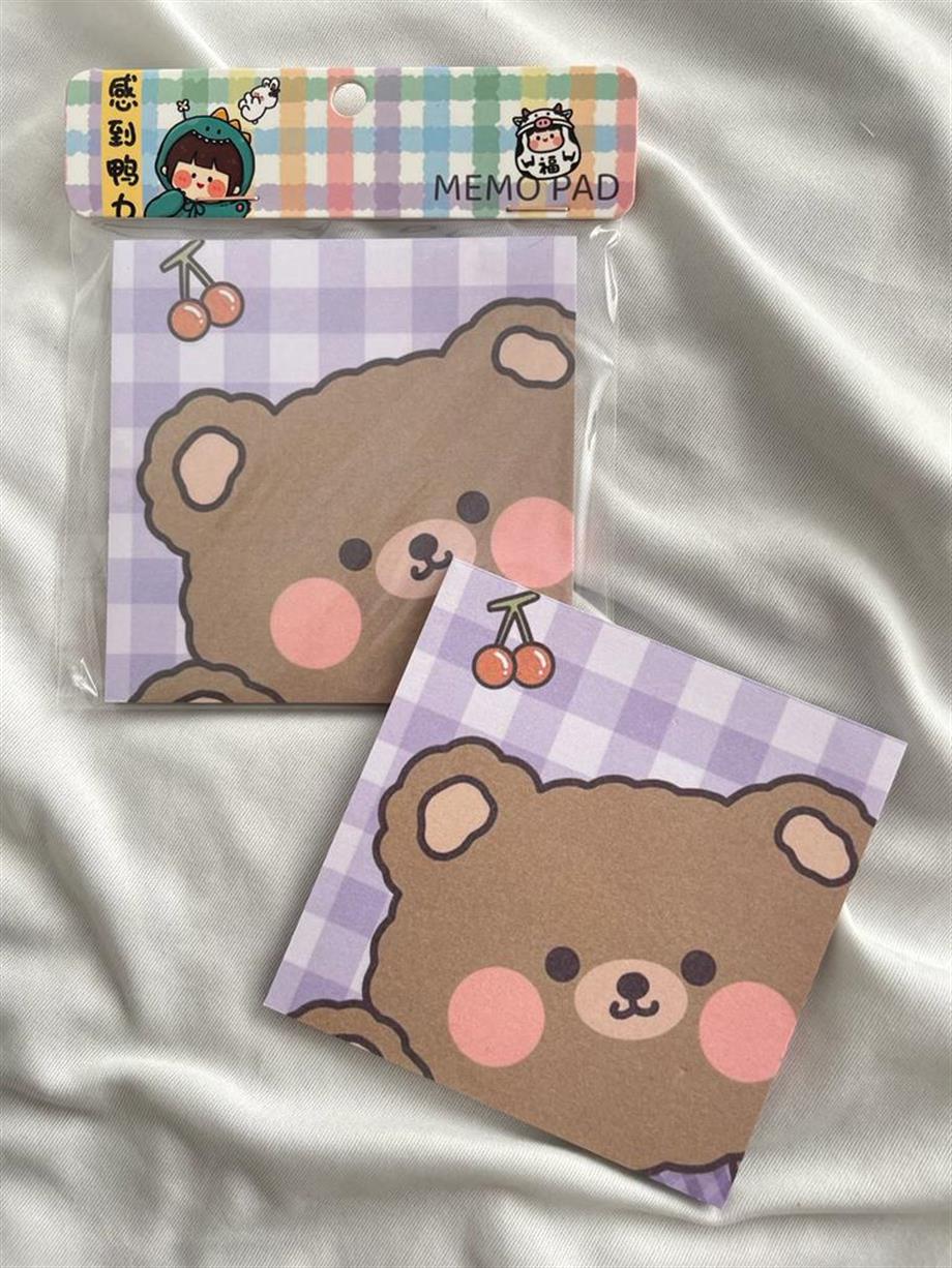 Kareli Ayıcık Memo Pad Kare Not Defteri