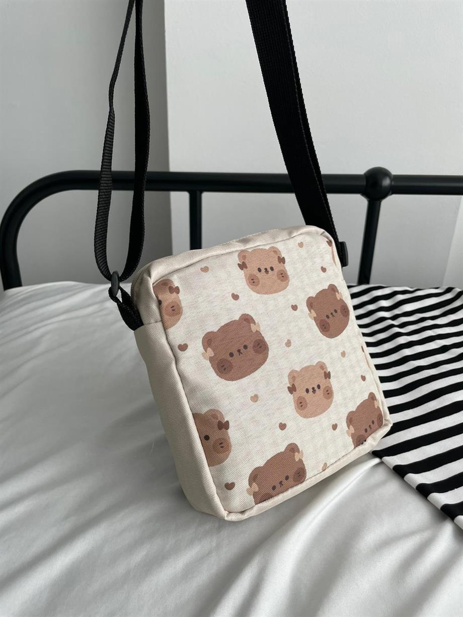 Kawaii Bear Fileli Crossbody Çanta