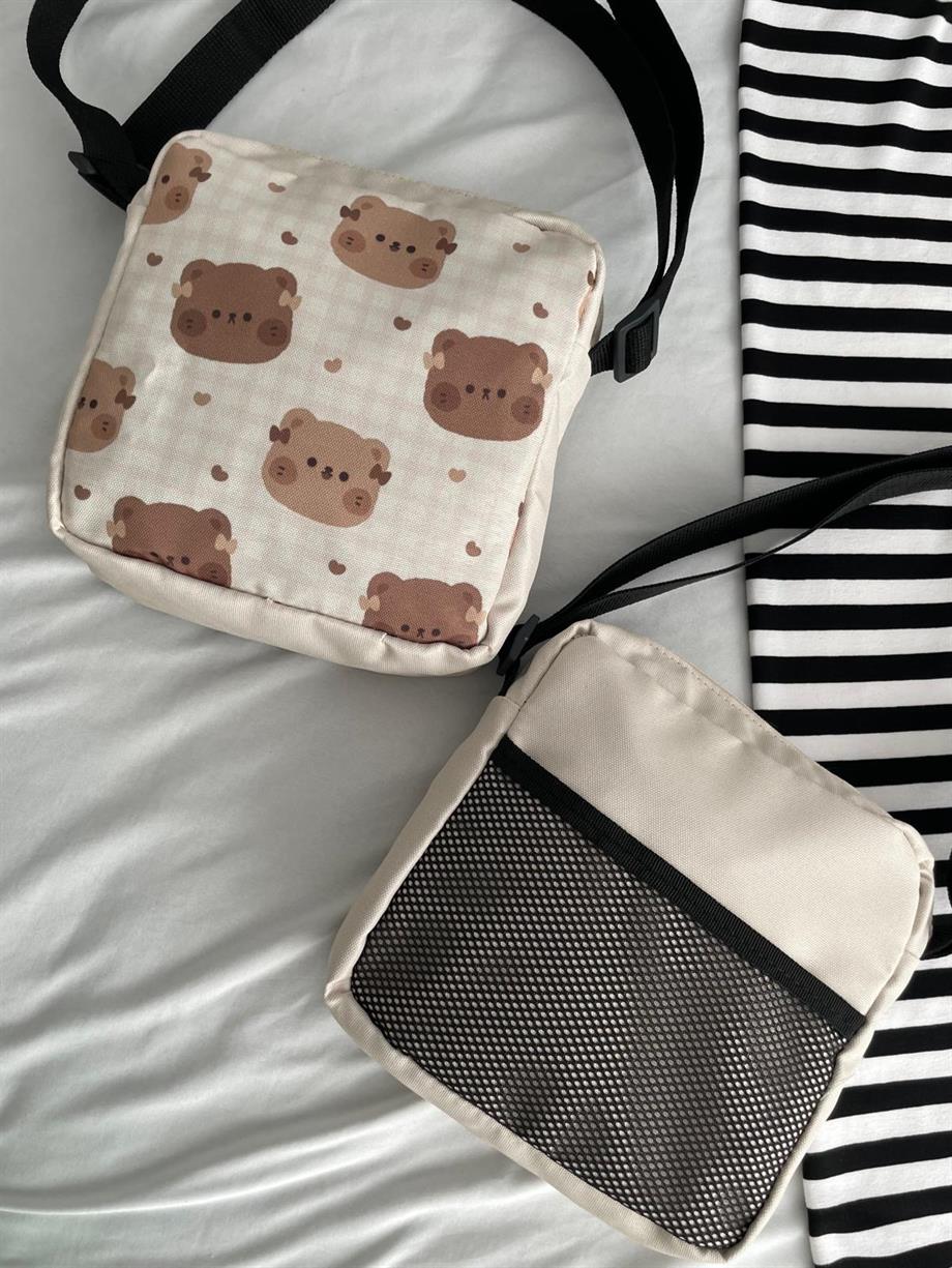 Kawaii Bear Fileli Crossbody Çanta
