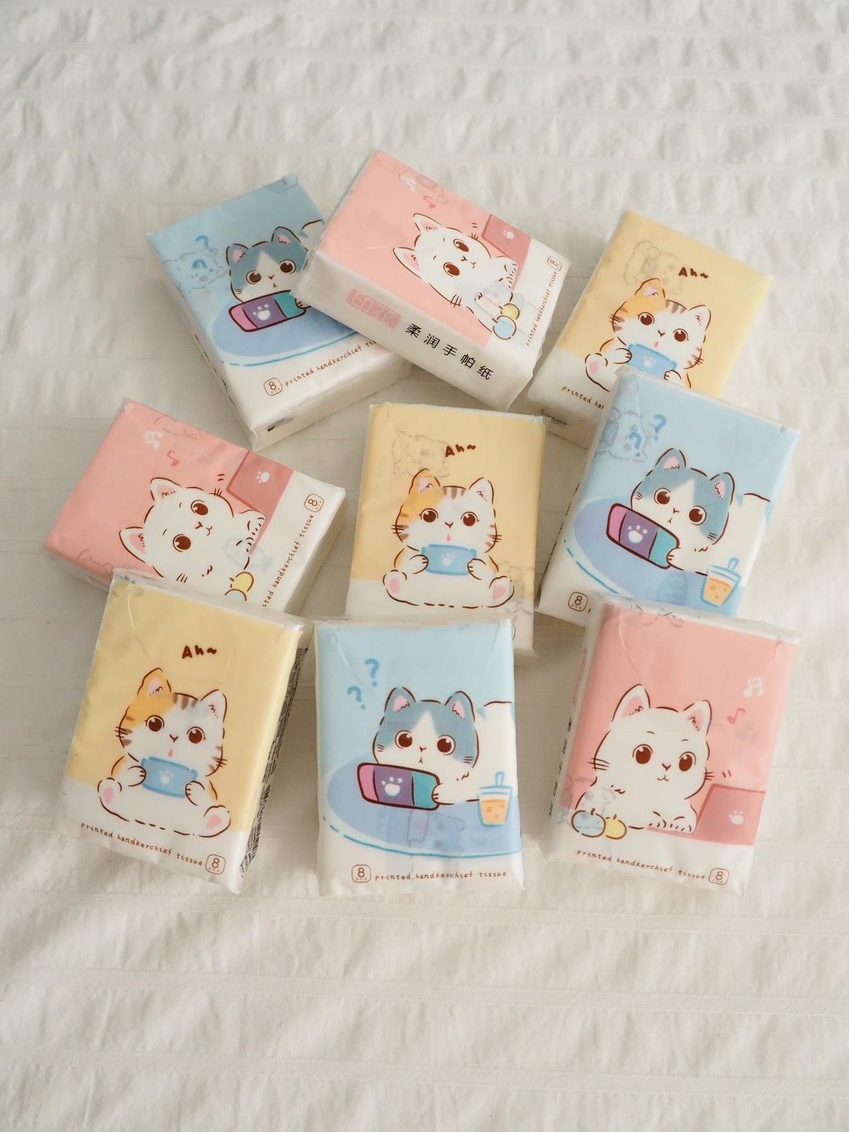 Kawaii Cat Desenli Peçete 9lu Paket