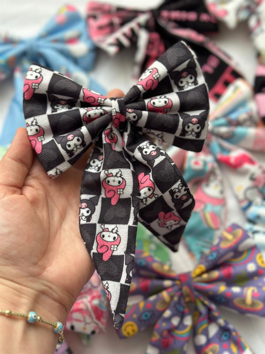 Kawaii Damalı Lastikli Fiyonk Toka