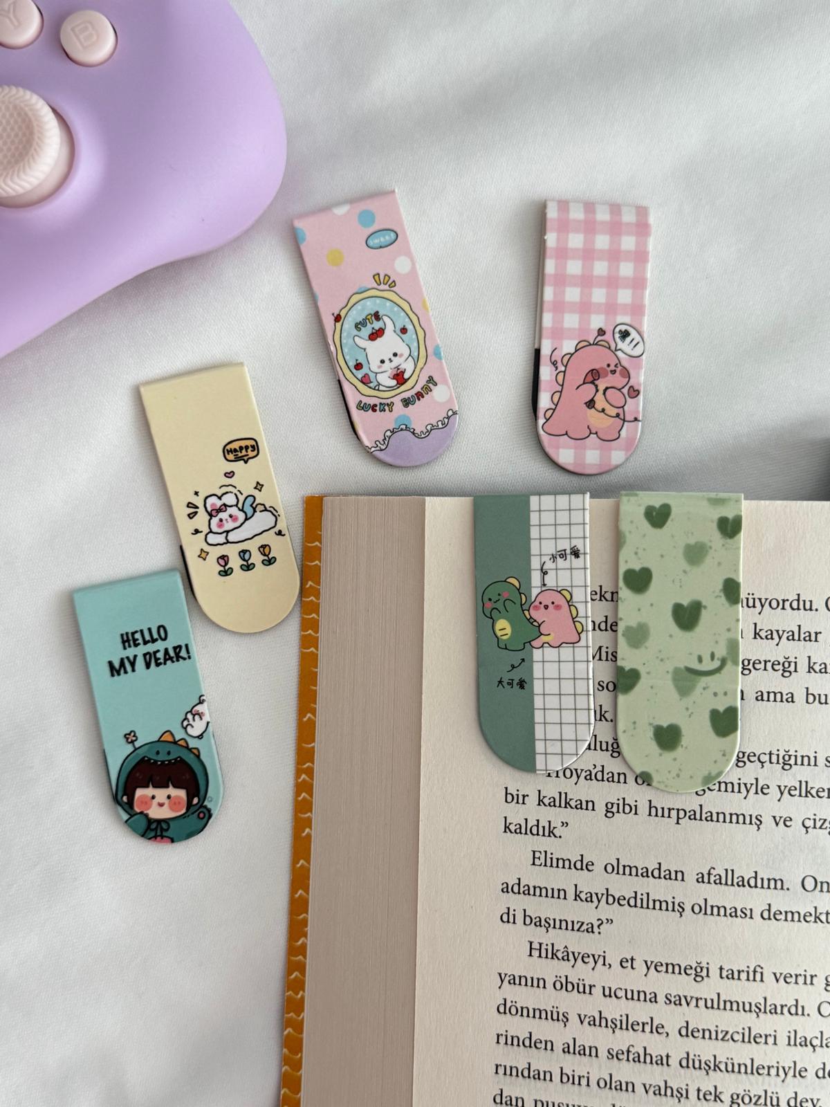 Kawaii Dino Magnetic Bookmark / Kitap Ayracı 6lı Set