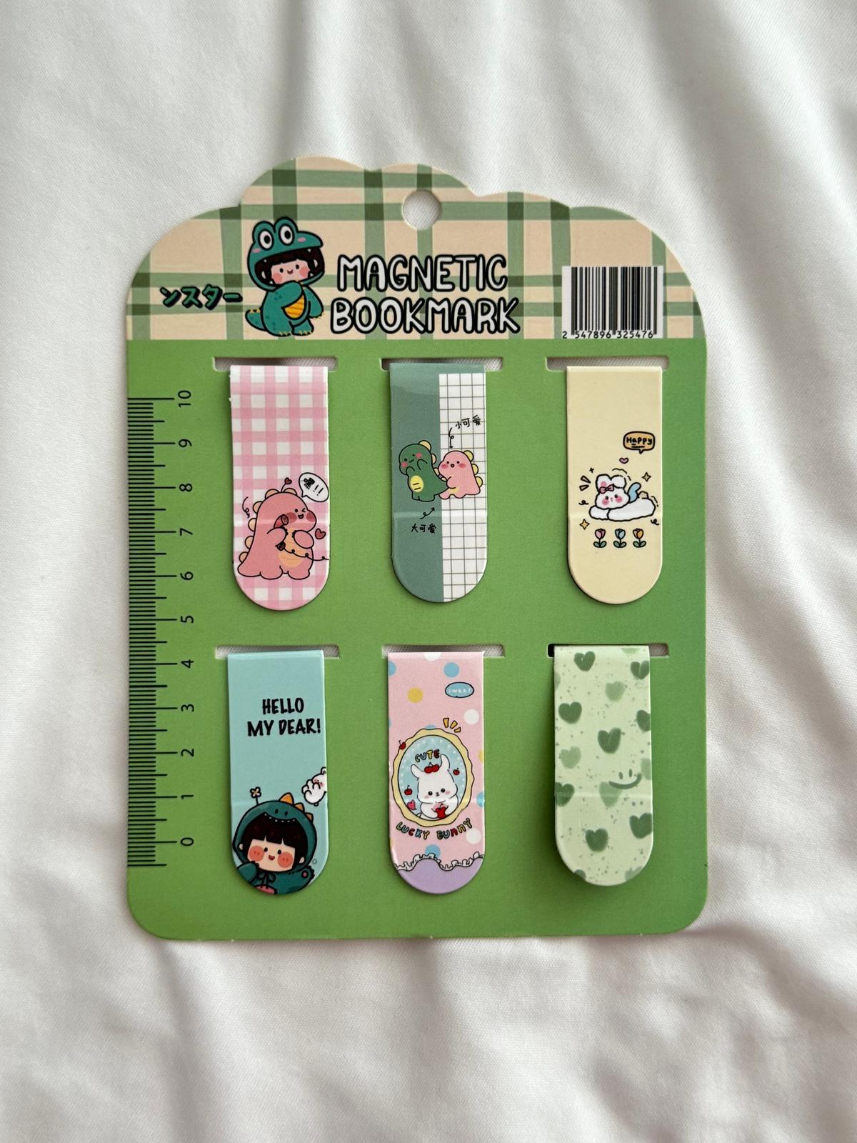 Kawaii Dino Magnetic Bookmark / Kitap Ayracı 6lı Set