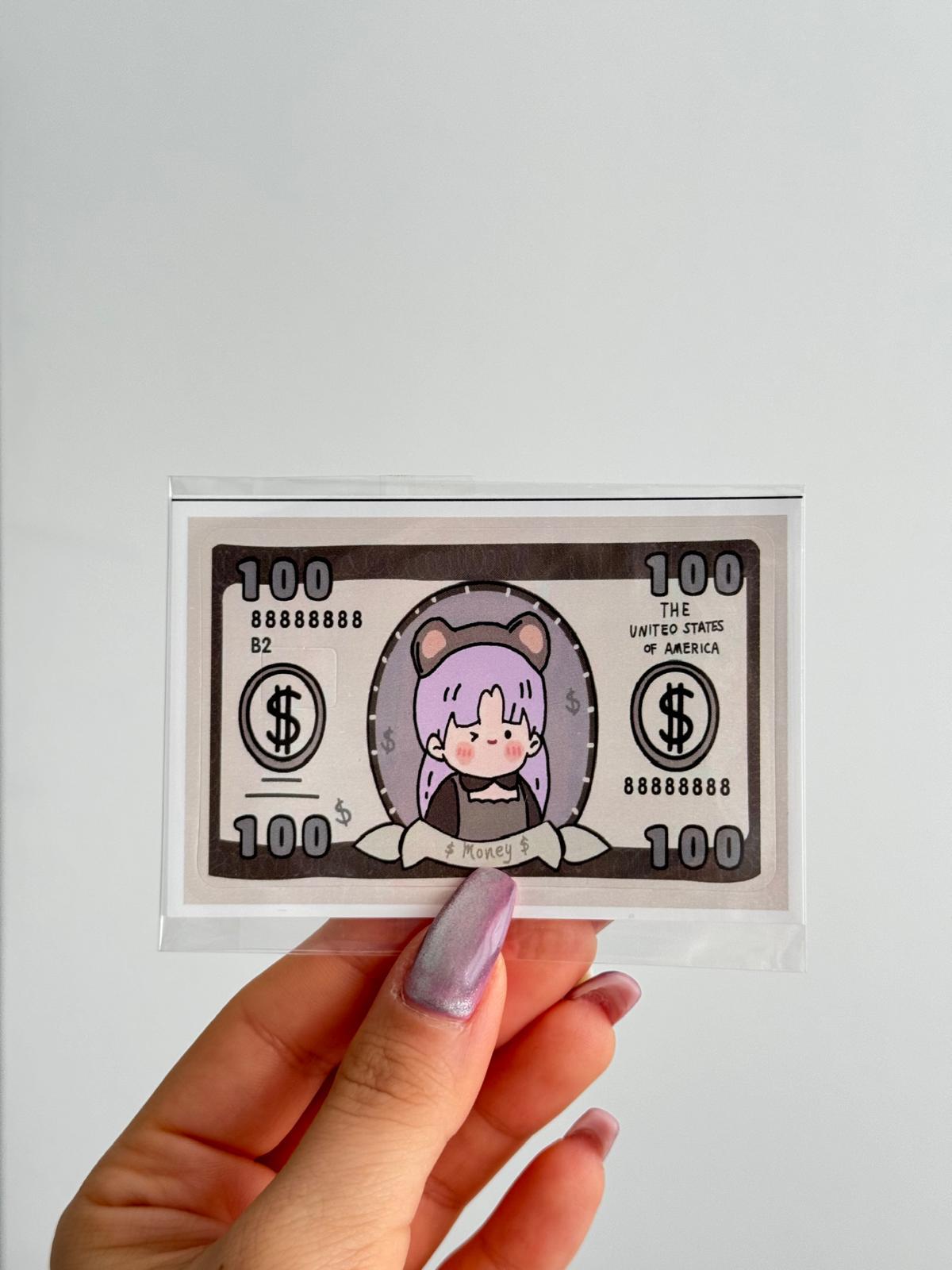 Kawaii Girl Dolar Kart Kaplama Sticker