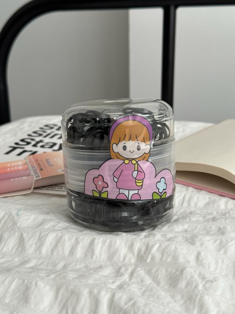 Kawaii Girl Kutulu Siyah Lastik Toka