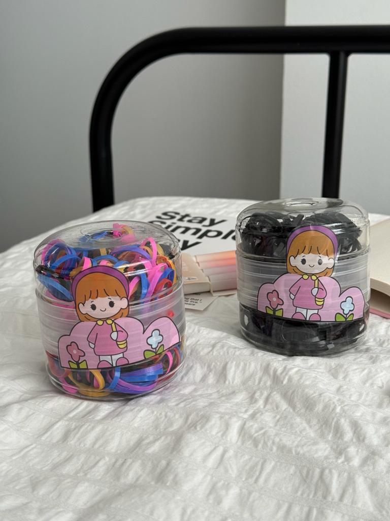 Kawaii Girl Kutulu Siyah Lastik Toka