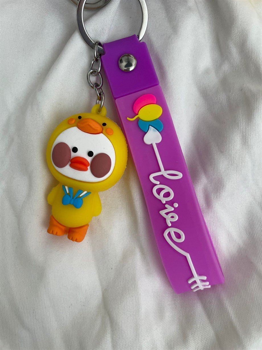 Kawaii Ördek Silikon Anahtarlık