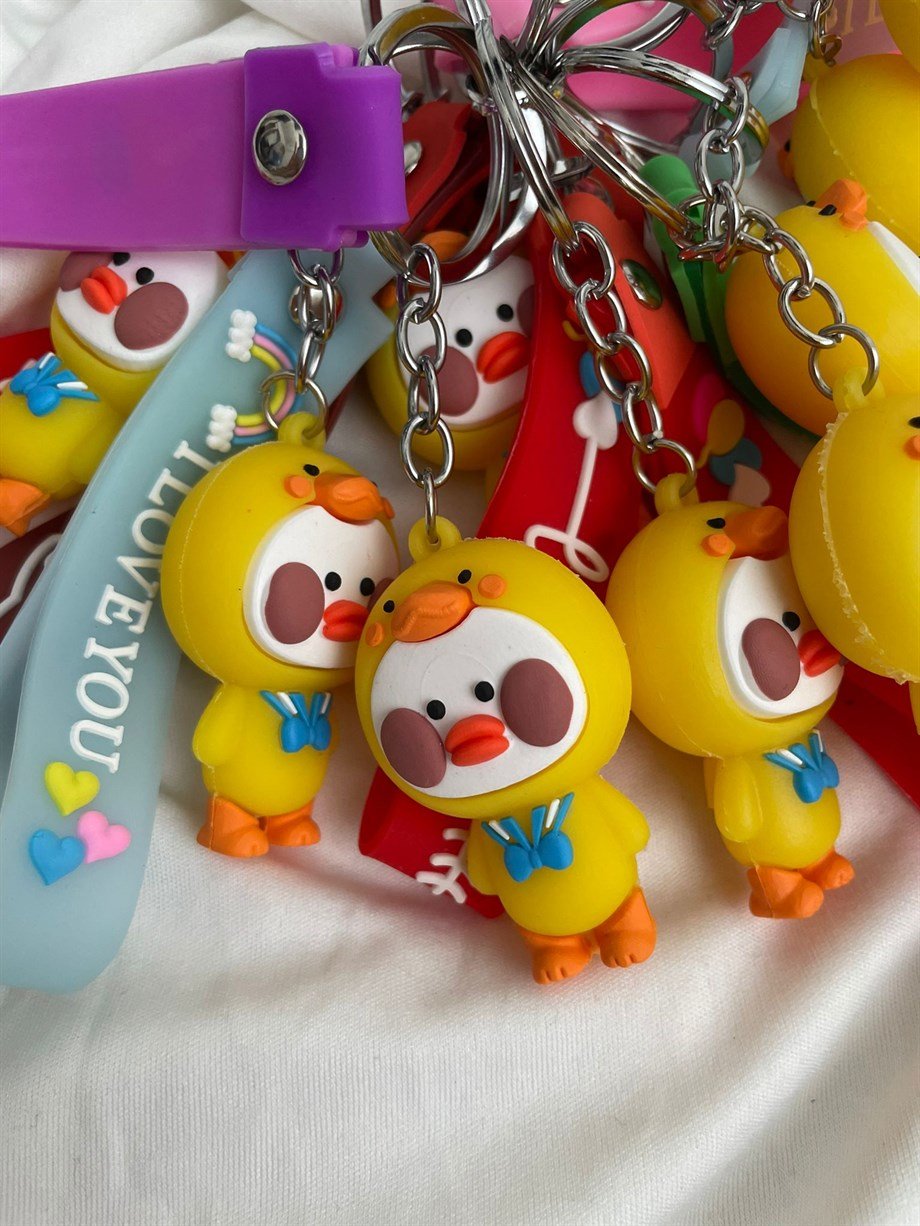 Kawaii Ördek Silikon Anahtarlık