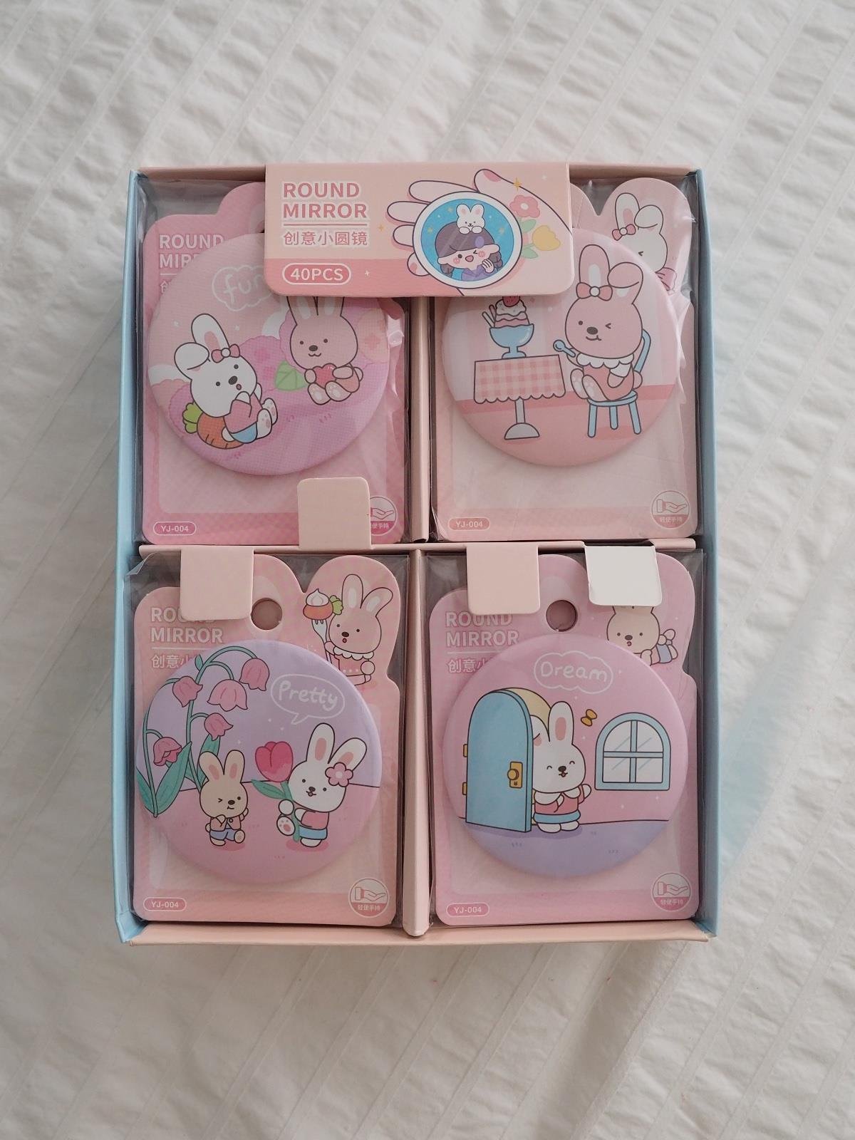 Kawaii Rabbit Yuvarlak Ayna Çanta Boy