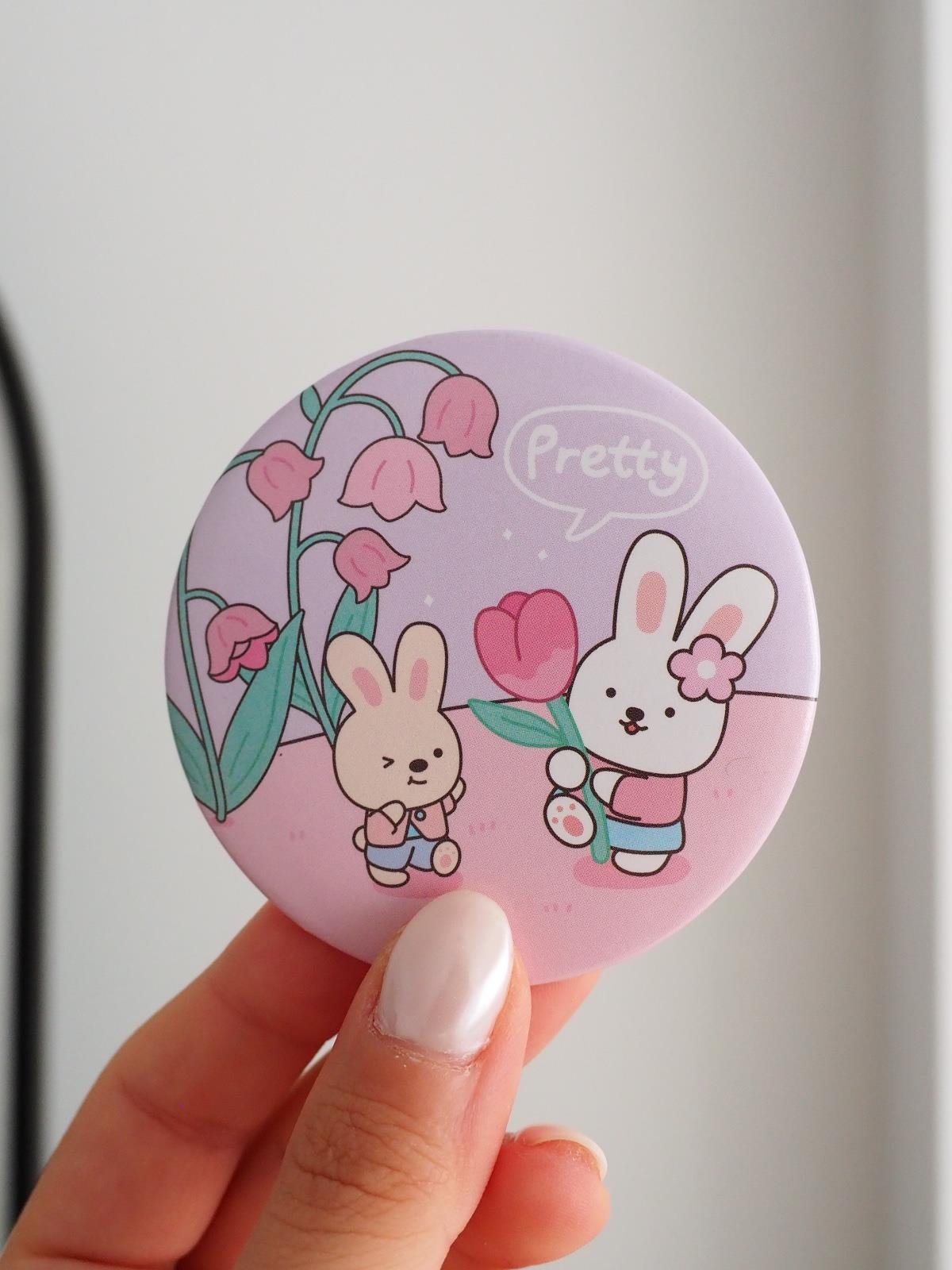 Kawaii Rabbit Yuvarlak Ayna Çanta Boy