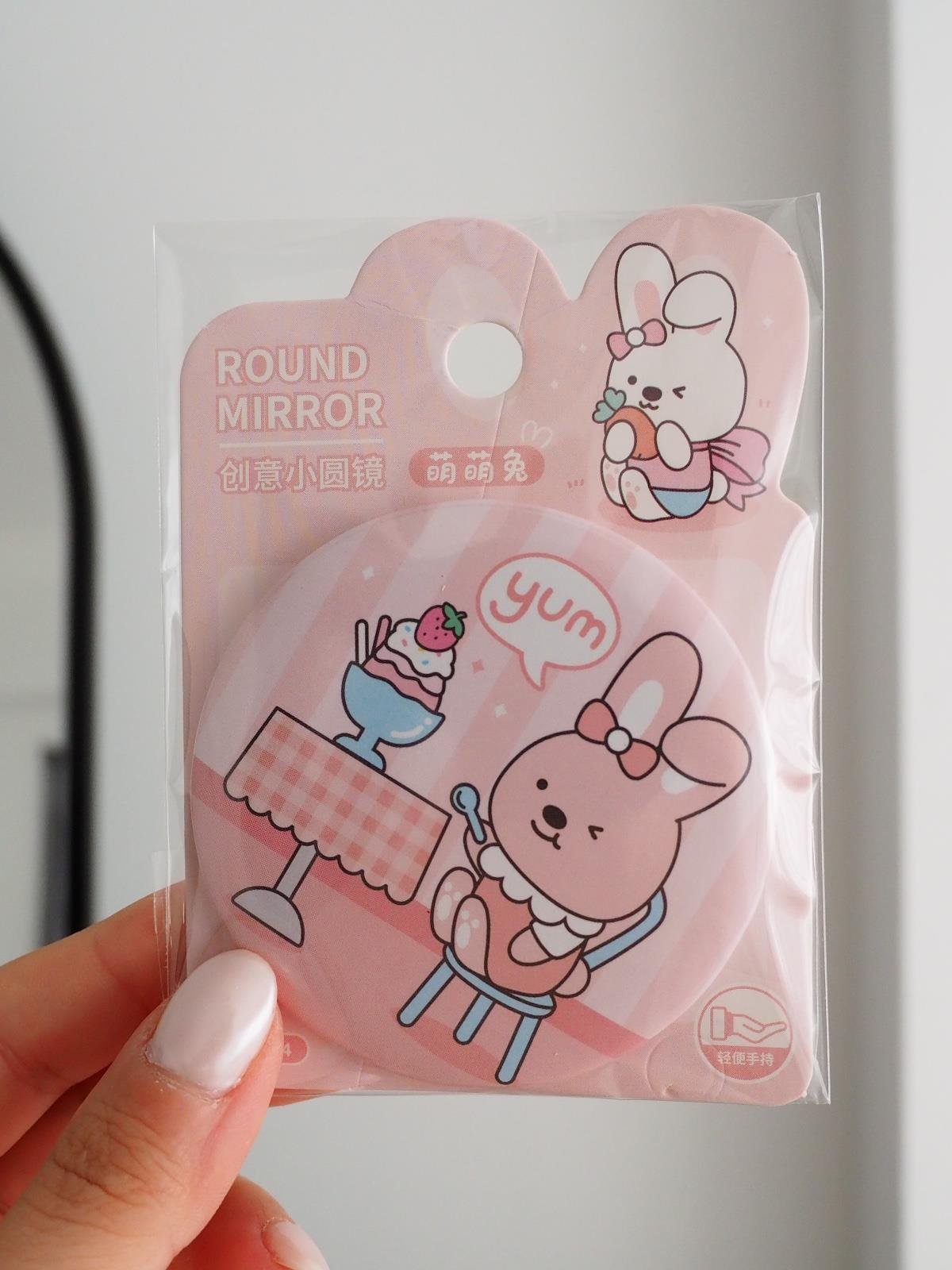 Kawaii Rabbit Yuvarlak Ayna Çanta Boy