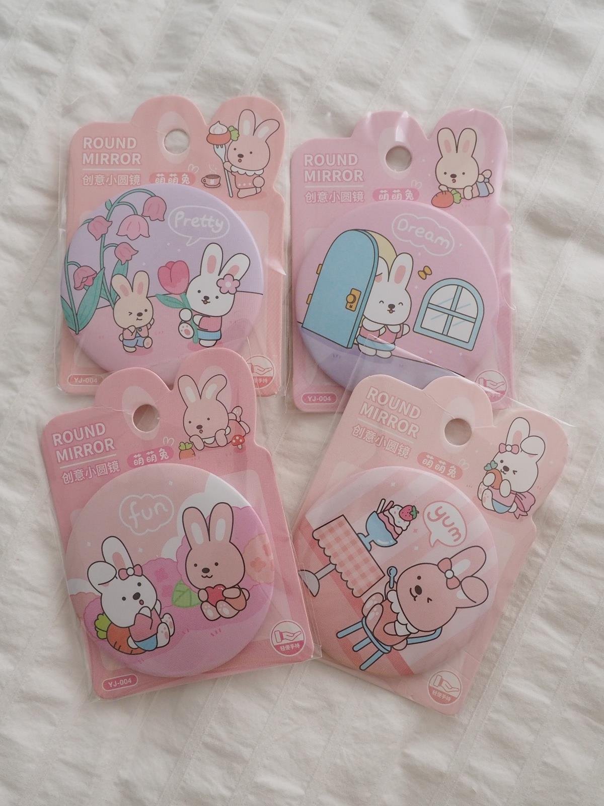 Kawaii Rabbit Yuvarlak Ayna Çanta Boy