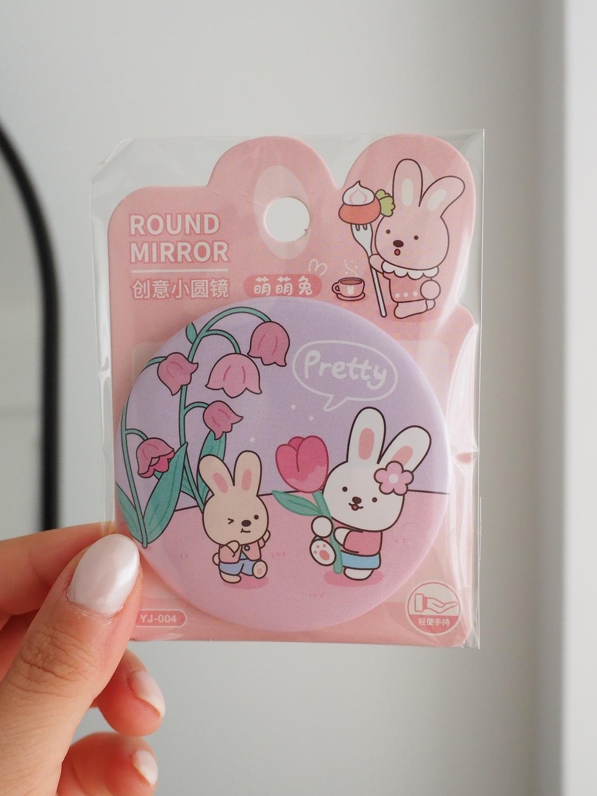 Kawaii Rabbit Yuvarlak Ayna Çanta Boy