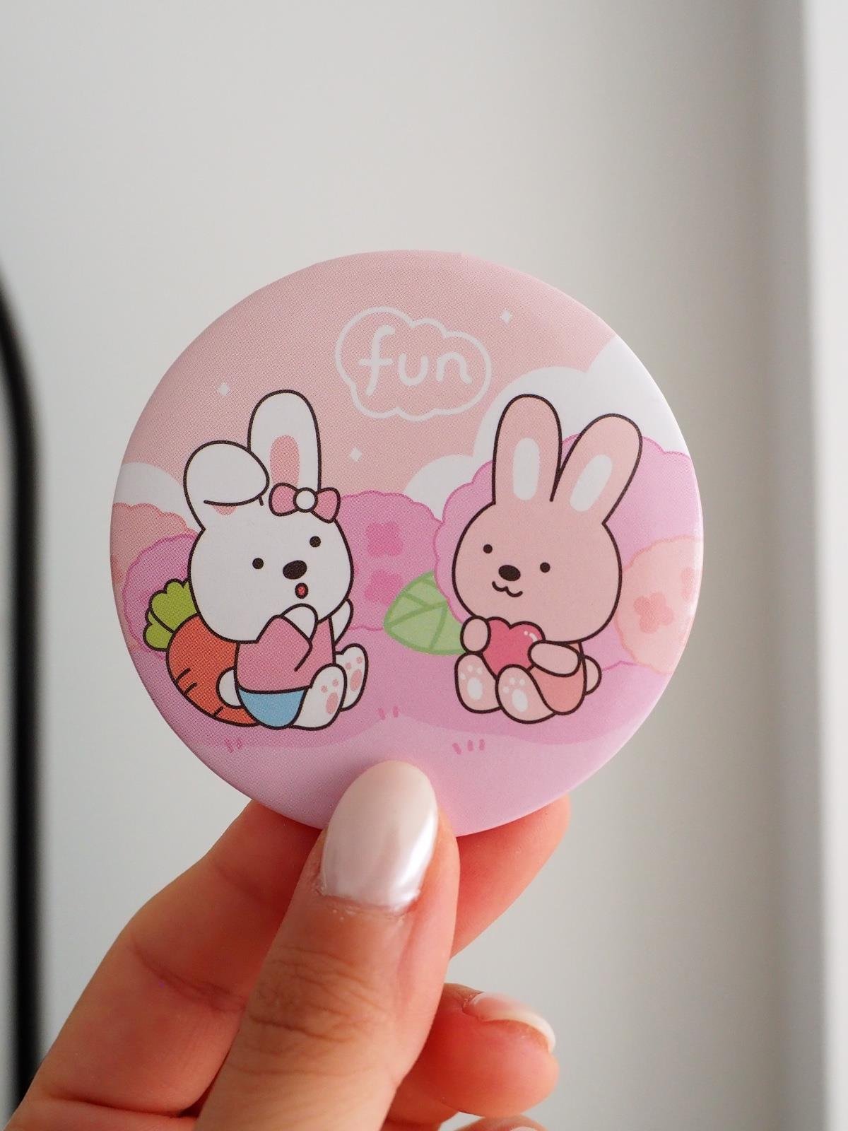 Kawaii Rabbit Yuvarlak Ayna Çanta Boy