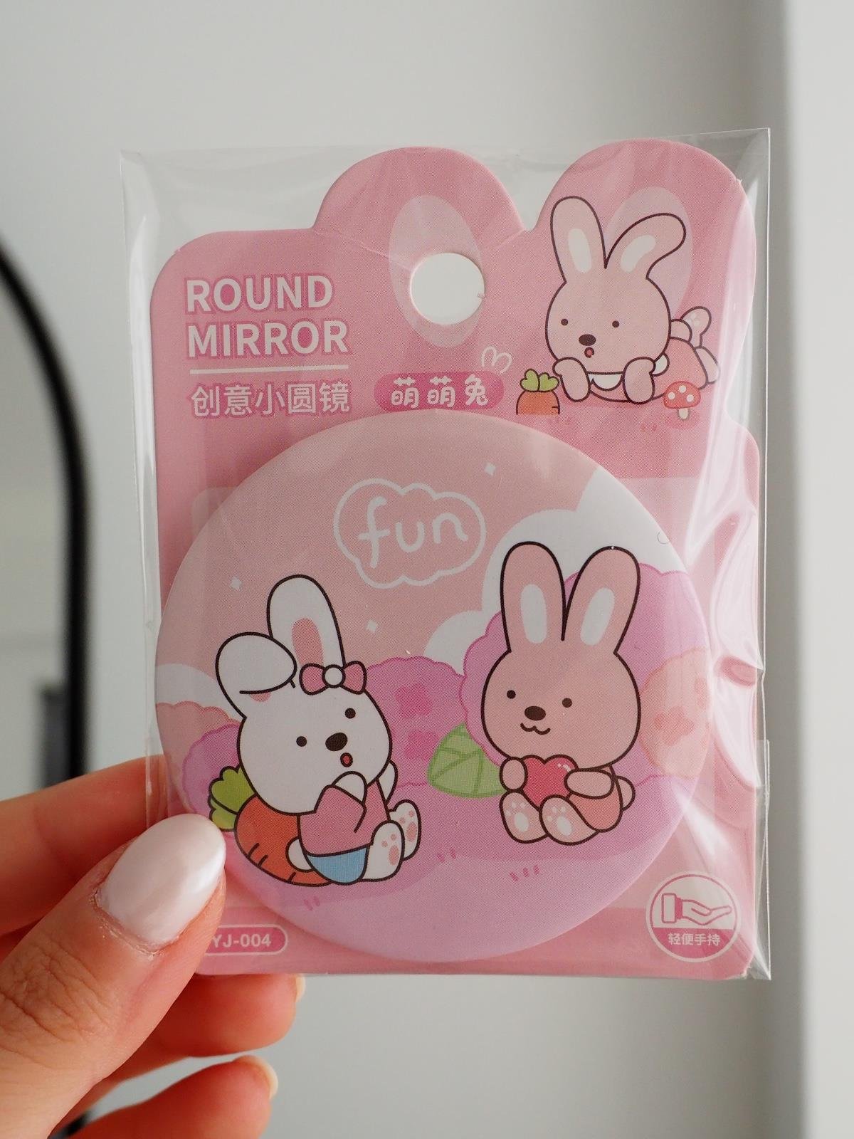 Kawaii Rabbit Yuvarlak Ayna Çanta Boy