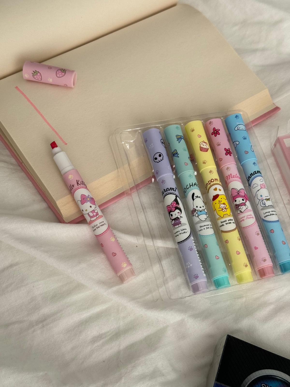 Kawaii Tasarımlı 6lı İşaretleme Kalemi