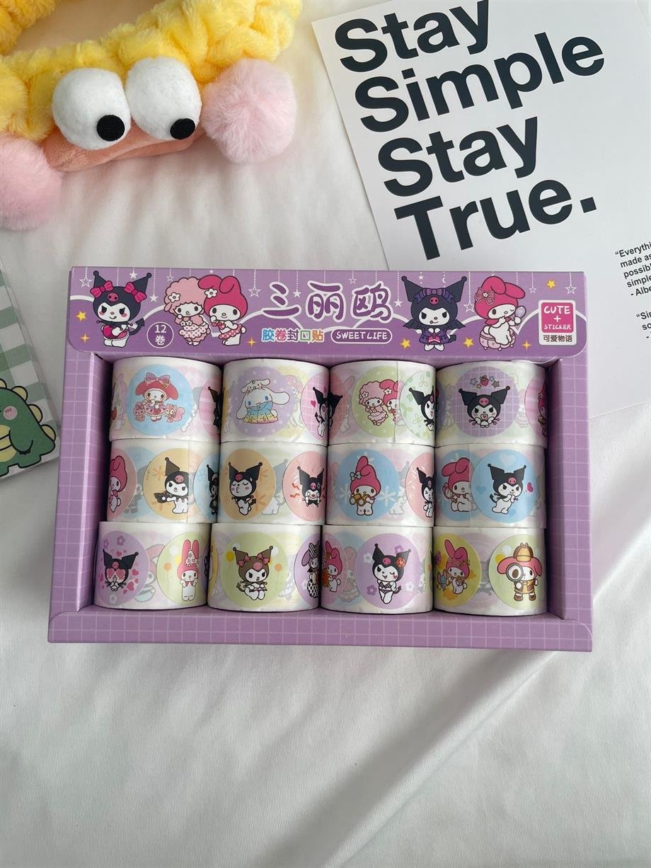 Kawaii Tasarımlı Rulo Yuvarlak Sticker