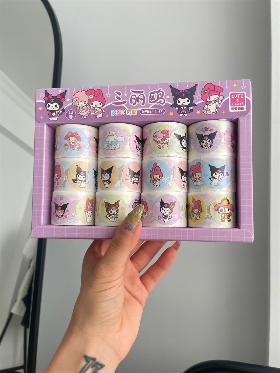Kawaii Tasarımlı Rulo Yuvarlak Sticker