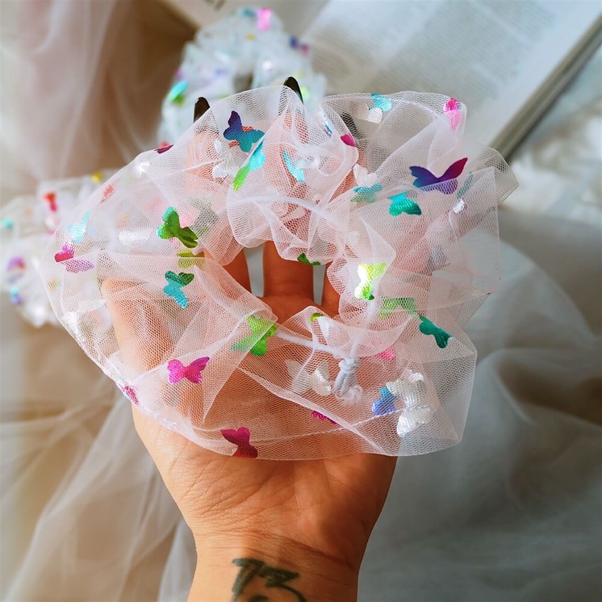 Kelebek Tül Scrunchie Toka