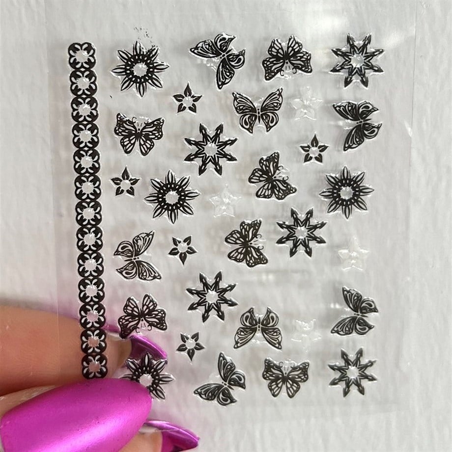 Kelebek ve Güneş Figürlü Makyaj ve Tırnak Sticker Seti