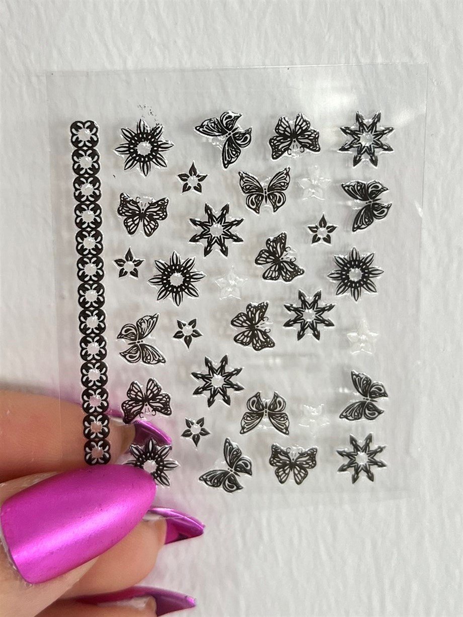 Kelebek ve Güneş Figürlü Makyaj ve Tırnak Sticker Seti