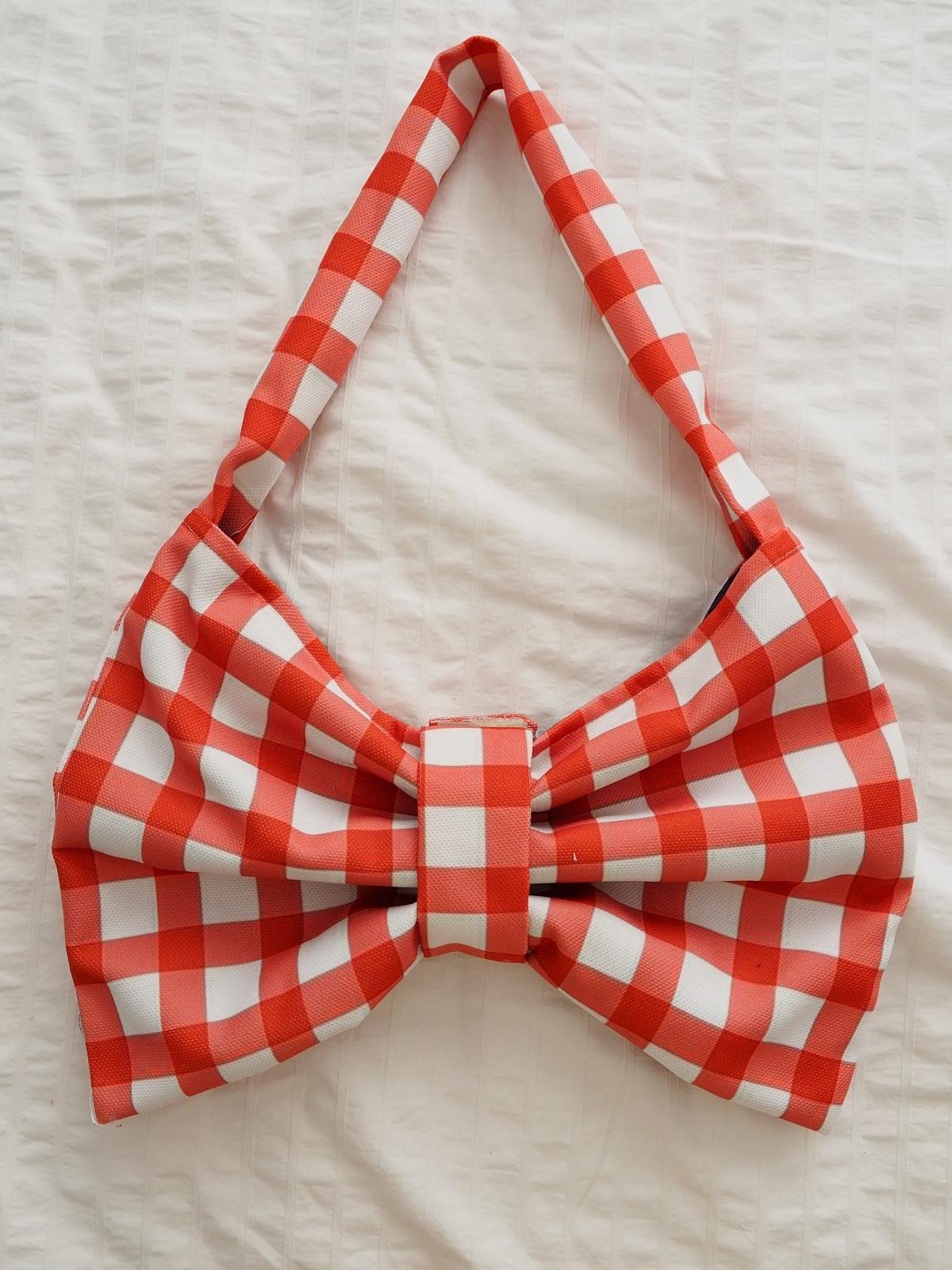 Kırmızı Damalı Fiyonk Tasarımlı Çanta