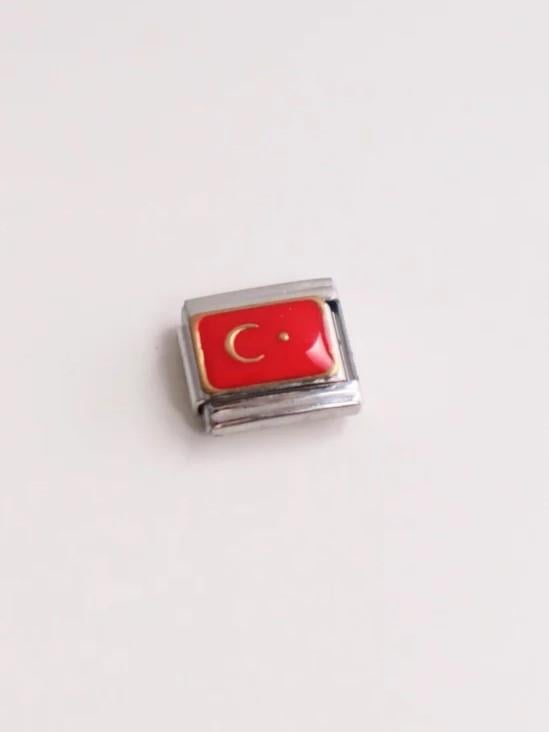 Kırmızı Türk Bayrağı İtalyan Charm