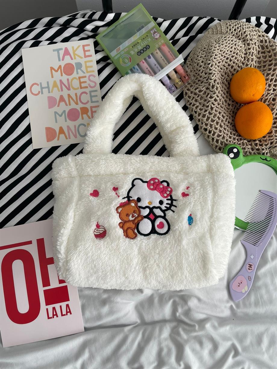Kitty Cat Beyaz Peluş Çanta