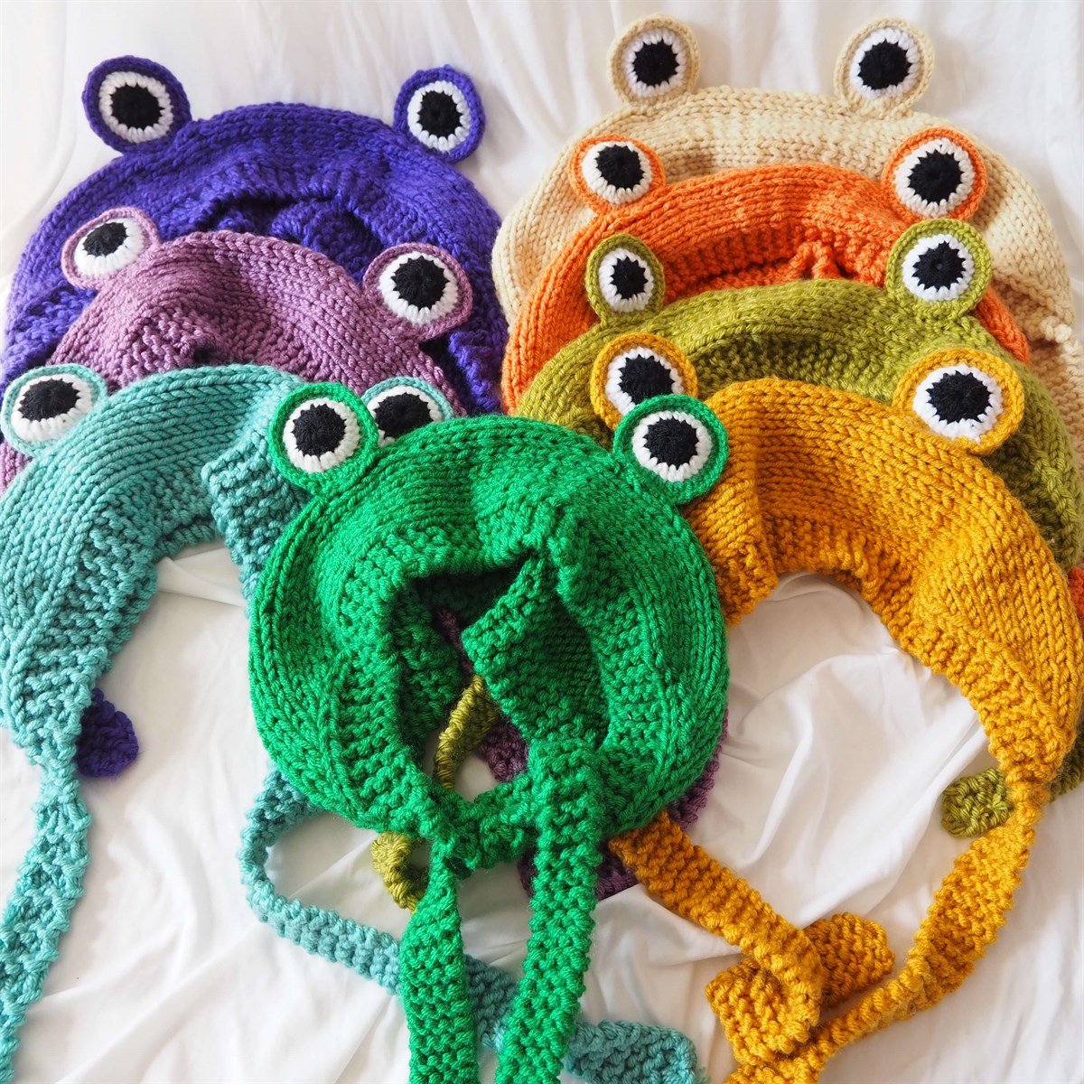 Kurbağa Örgü Şapka Bere Hardal Sarı I Handmade