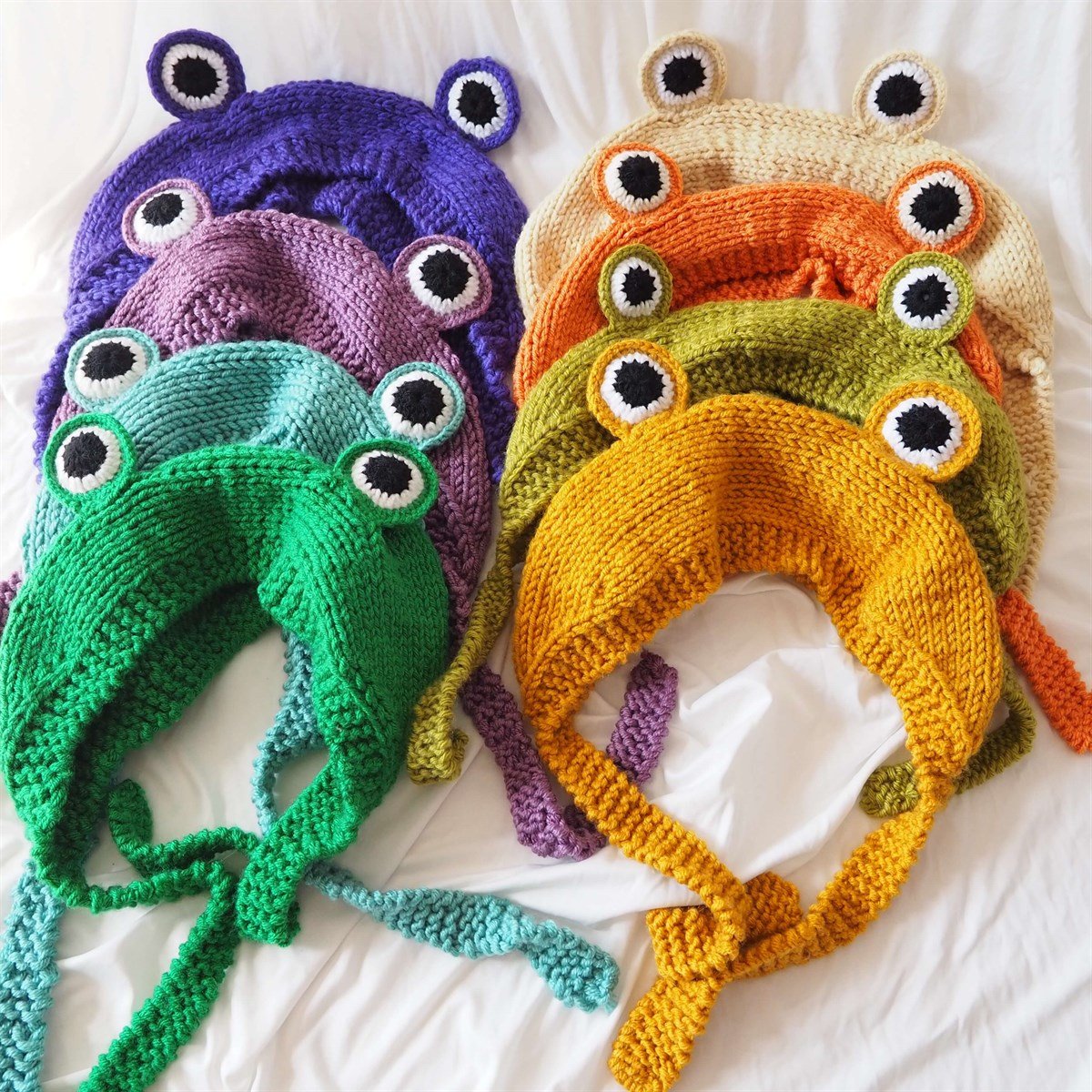 Kurbağa Örgü Şapka Bere Koyu Mor I Handmade