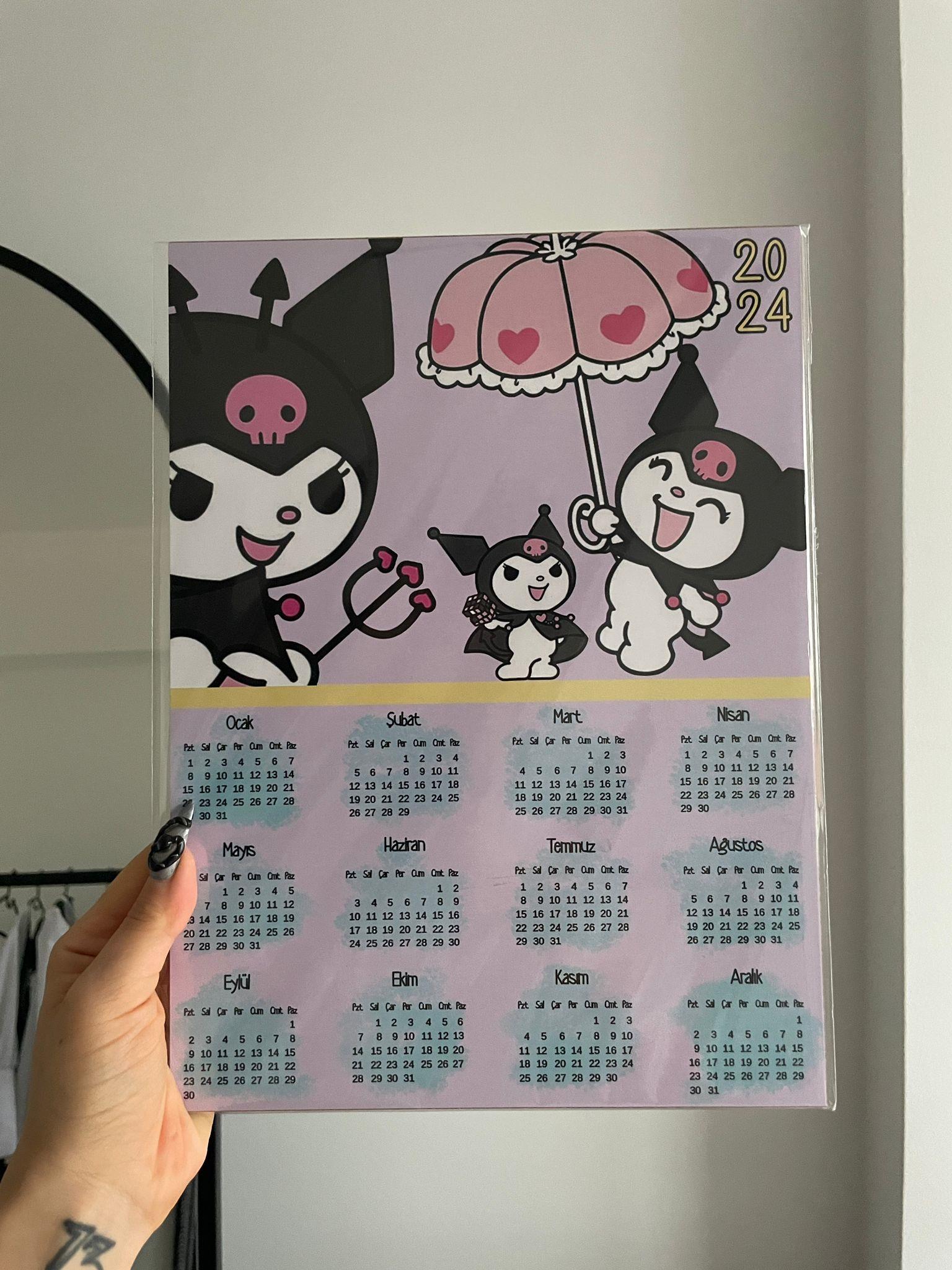 Kuromi 2024 Ahşap Duvar Takvimi
