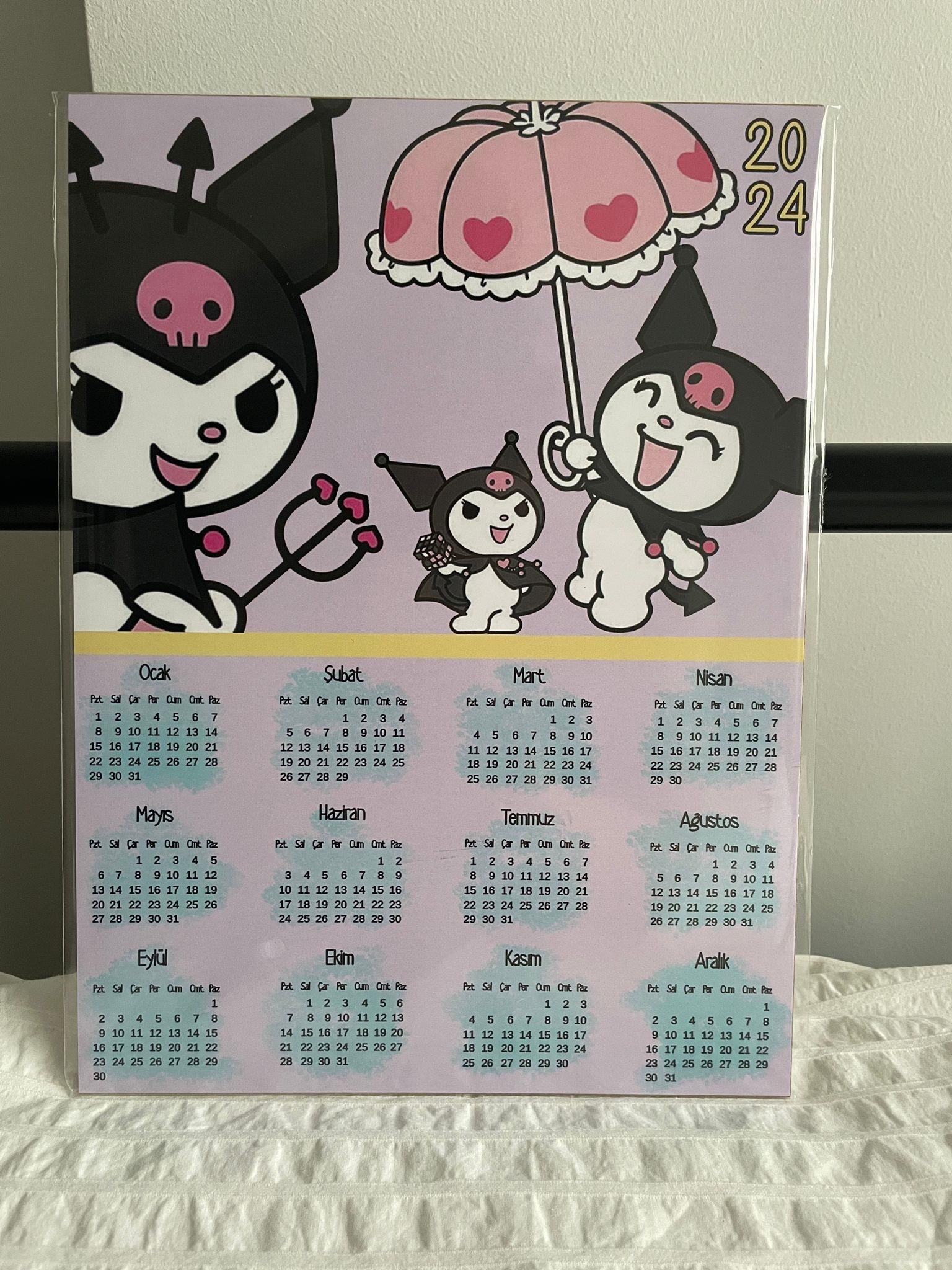 Kuromi 2024 Ahşap Duvar Takvimi