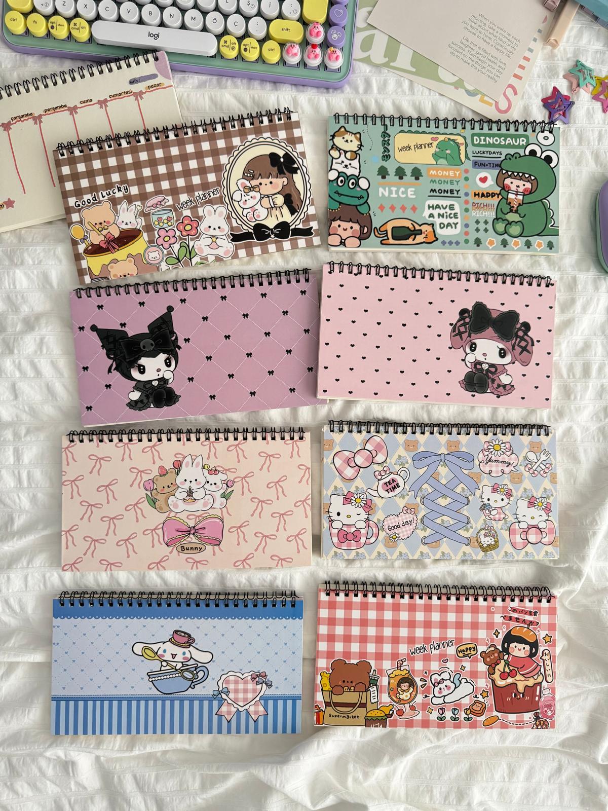 Kuromi Kawaii Tasarımlı Klavye Önü Haftalık Planlayıcı