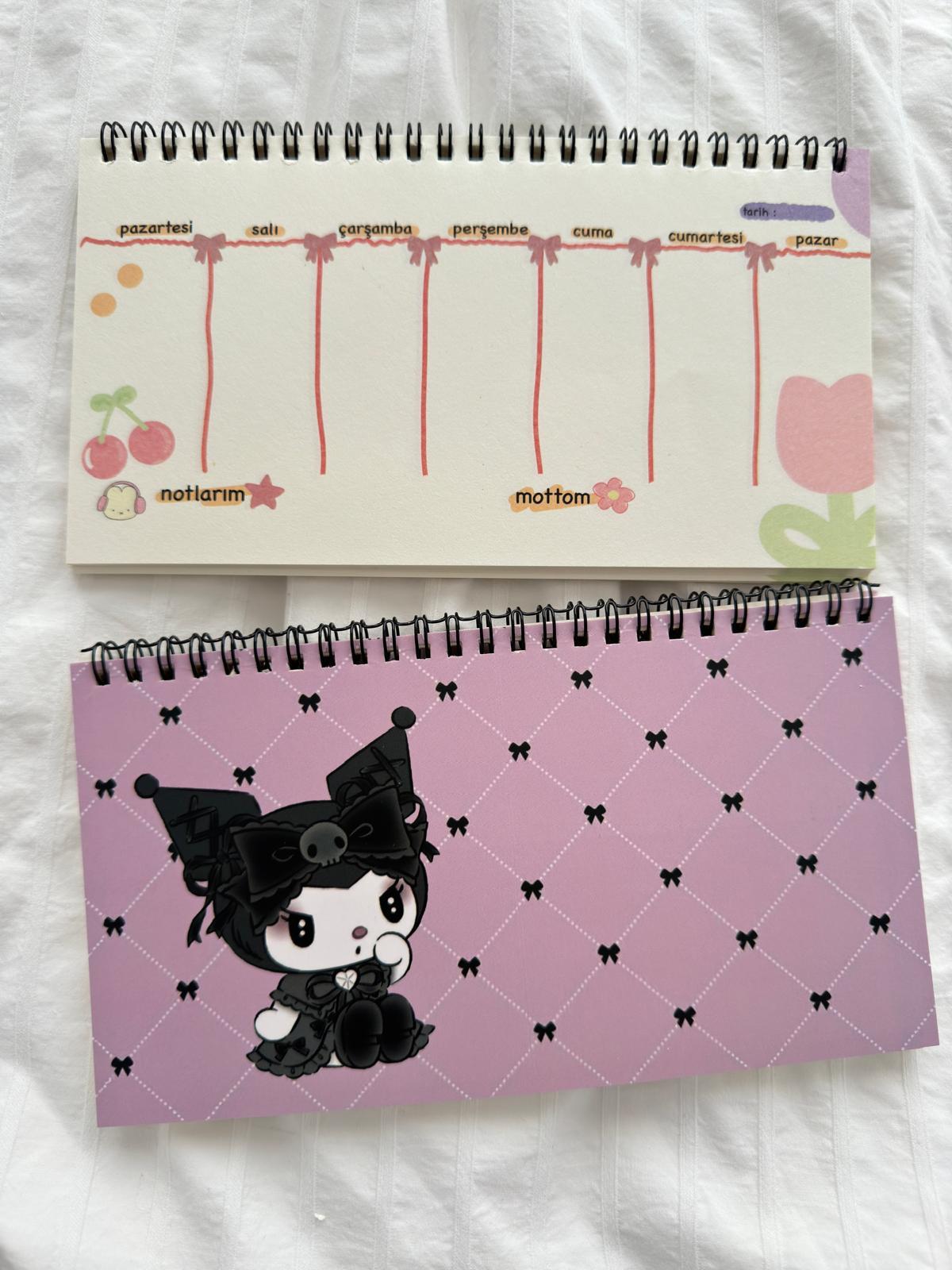 Kuromi Kawaii Tasarımlı Klavye Önü Haftalık Planlayıcı