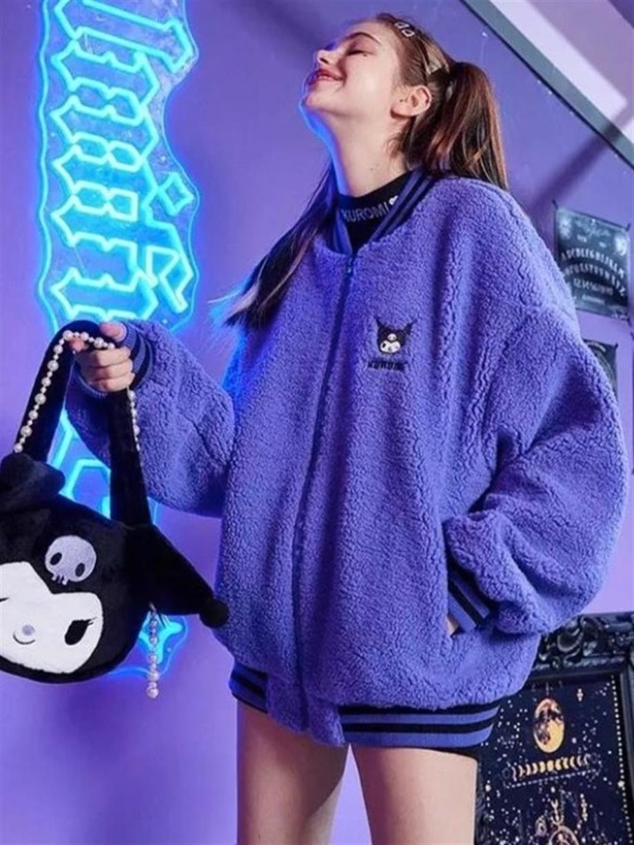 Kuromi Mor Peluş Ceket
