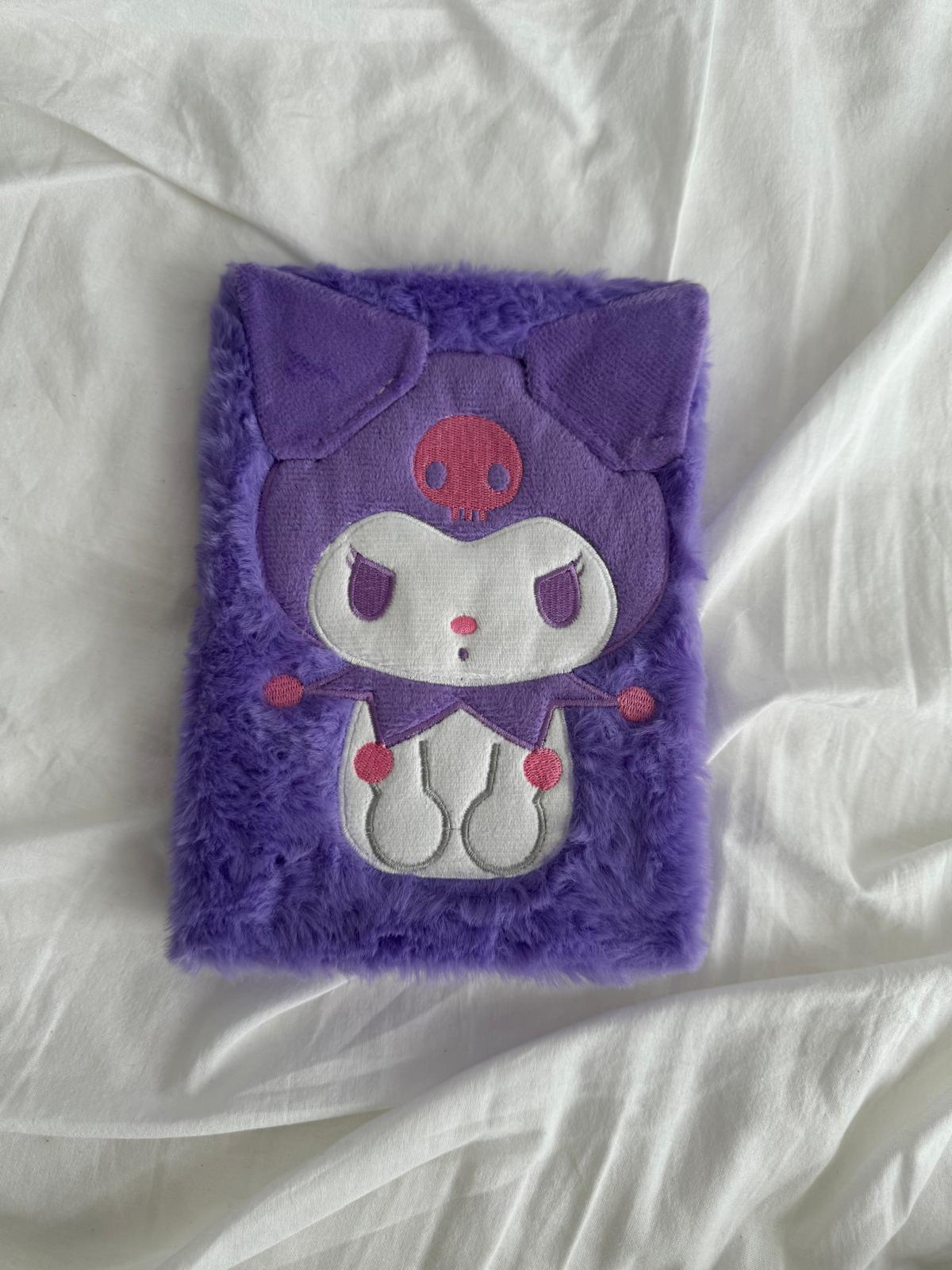 Kuromi Mor Peluş Çizgili Defter