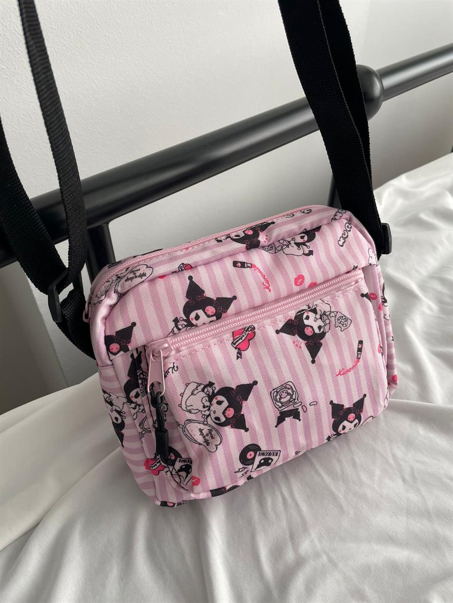 Kuromi Pink 2 Bölmeli Crossbody Çanta
