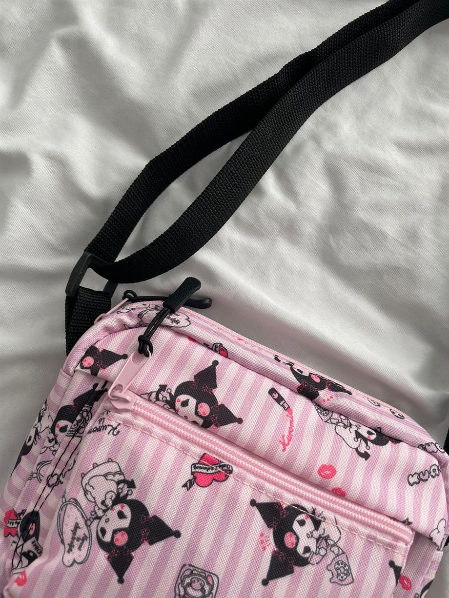 Kuromi Pink 2 Bölmeli Crossbody Çanta