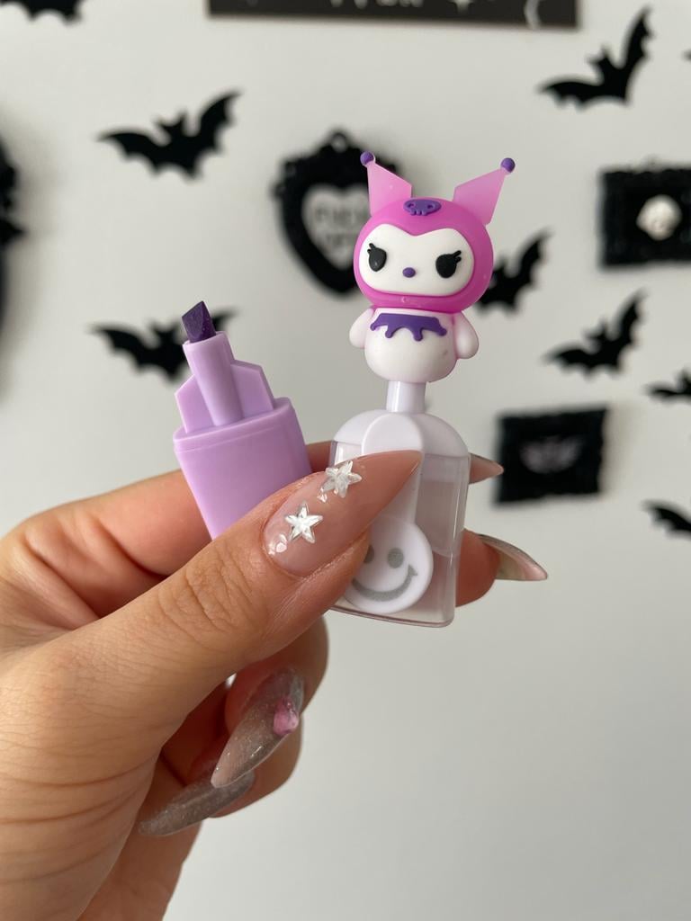 Kuromi Şeffaf Çantalı 6lı İşaretleme Kalem Seti