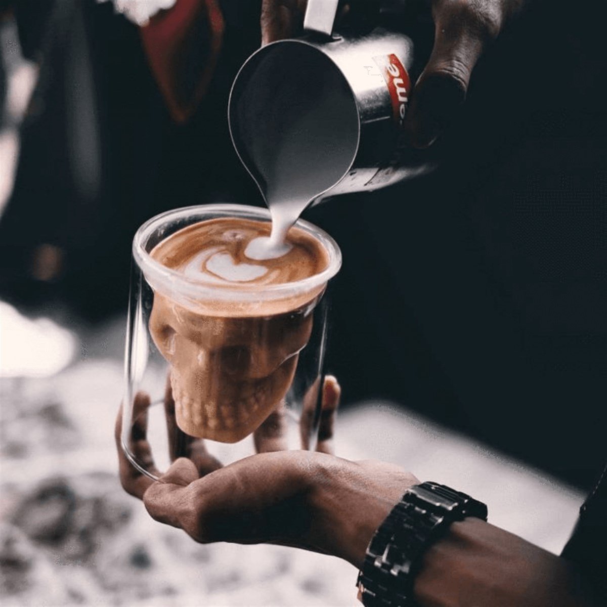 Kuru Kafa Çift Camlı Bardak Skull Cup