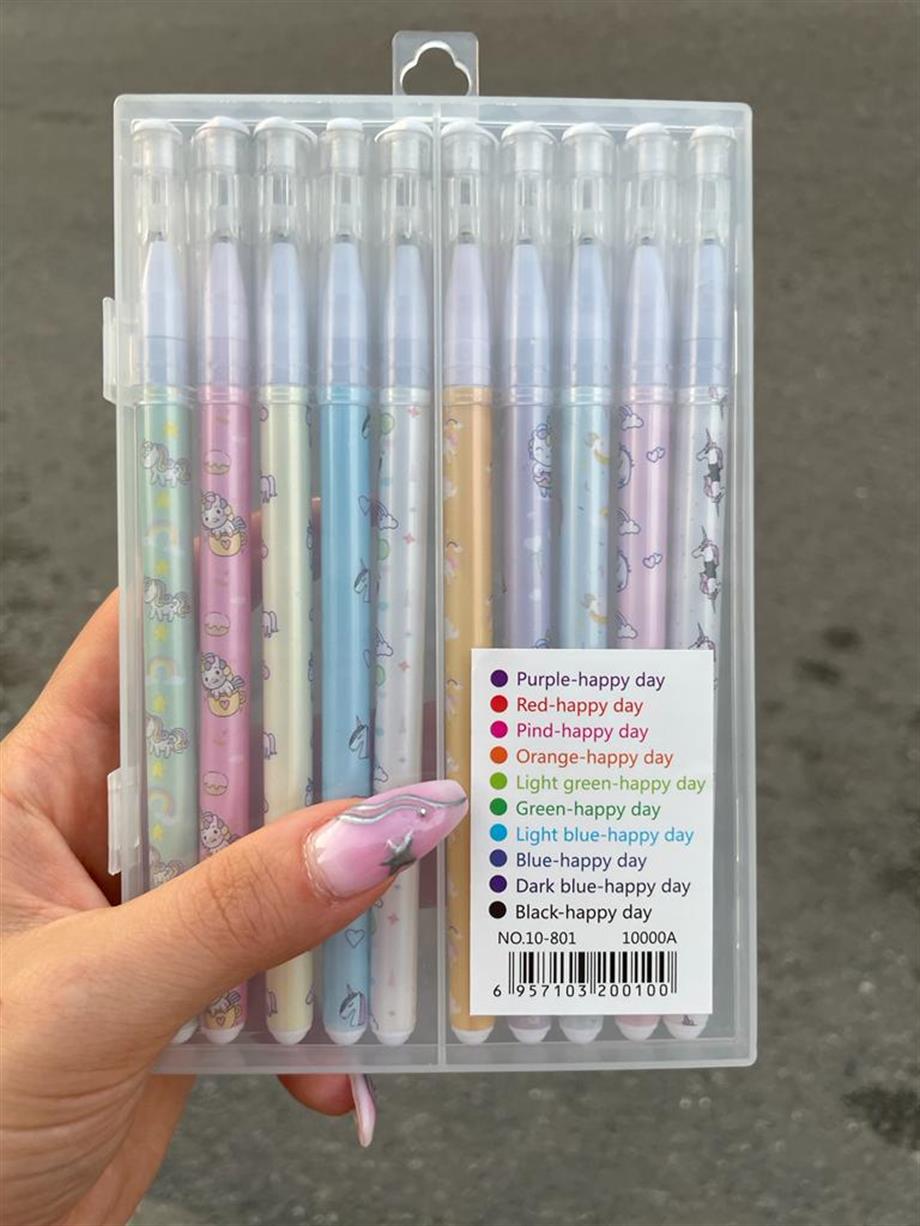 Kutulu Unicorn 10lu Renkli Tükenmez Jel Kalem Seti